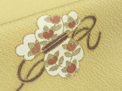 平和屋本店●極上　江戸友禅 小倉貞右　訪問着　駒刺繍　宝尽くし楽器文　淡黄色地　金彩　縮緬　ロング丈　さが美扱い　逸品　DZAB8427kh6