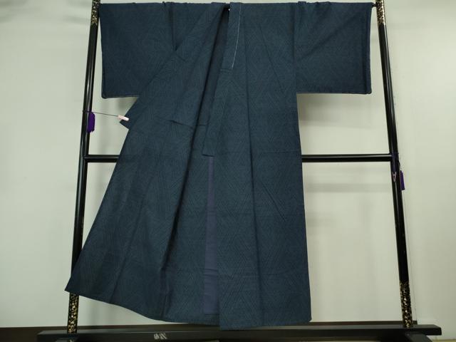 平和屋本店▽極上　男性　綿薩摩　東郷織物謹製　手織　160亀甲　単衣　キングサイズ　逸品　未使用　DZAB8442kh6