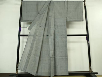 平和屋本店＊極上　夏物　男性　紬　英ろく　玉繭　キングサイズ　小千谷織物謹製　鉛色地　証紙付き　逸品　DZAB8443kh6