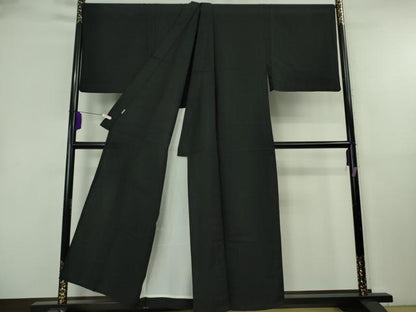 平和屋本店▽極上　男性　銀座もとじ　色無地　単衣　キングサイズ　黒地　逸品　DZAB8460kh6