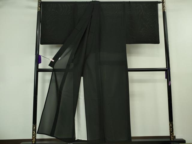 平和屋本店＊極上　夏物　男性　銀座もとじ　色無地　キングサイズ　紗　黒地　逸品　DZAB8463kh6