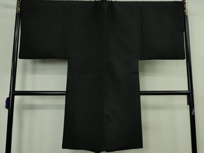 平和屋本店∞極上　男性　銀座もとじ　長羽織　キングサイズ　袷　黒地　御召縮緬　逸品　DZAB8464kh6