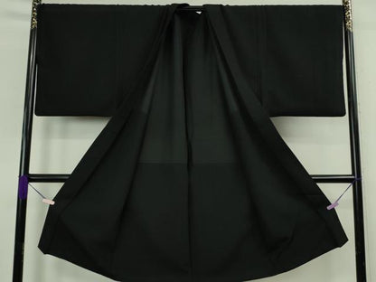 平和屋本店∞極上　男性　銀座もとじ　長羽織　キングサイズ　袷　黒地　御召縮緬　逸品　DZAB8464kh6