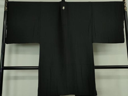 平和屋本店∞極上　男性　銀座もとじ　長羽織　単衣　キングサイズ　黒地　逸品　DZAB8465kh6