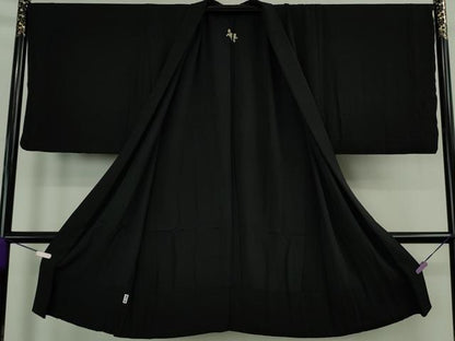 平和屋本店∞極上　男性　銀座もとじ　長羽織　単衣　キングサイズ　黒地　逸品　DZAB8465kh6