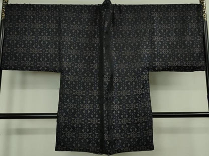 平和屋本店∞極上　男性　長羽織　キングサイズ　お召地　名物裂文様　逸品　DZAB8467kh6
