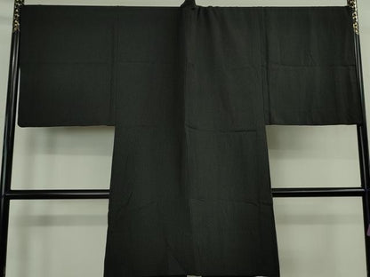 平和屋本店∞極上　男性　銀座もとじ　長羽織　単衣　キングサイズ　お召地　黒地　逸品　DZAB8470kh6