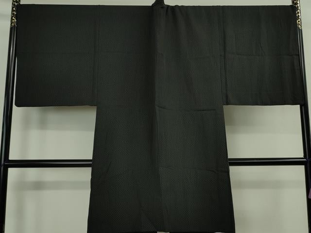 平和屋本店∞極上　男性　銀座もとじ　長羽織　単衣　キングサイズ　お召地　黒地　逸品　DZAB8470kh6