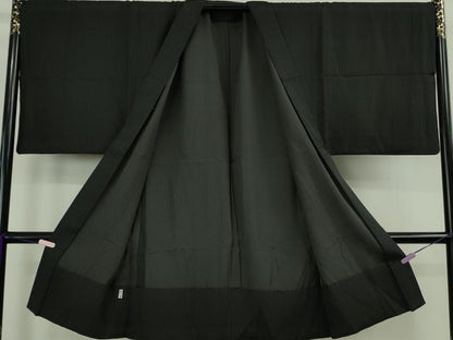 平和屋本店∞極上　男性　銀座もとじ　長羽織　単衣　キングサイズ　お召地　黒地　逸品　DZAB8470kh6