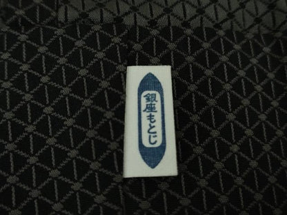 平和屋本店∞極上　男性　銀座もとじ　長羽織　単衣　キングサイズ　お召地　黒地　逸品　DZAB8470kh6