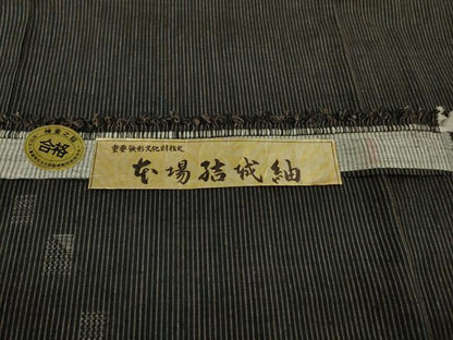 平和屋本店●極上　男性 本場結城紬 重要無形文化財 長襦袢(袷)セット 結城屋謹製 100亀甲 飛び亀甲柄 証紙付き 逸品　未使用　DZAB8478kh6