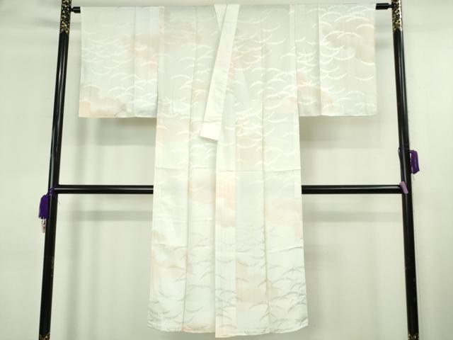 平和屋本店●極上　訪問着・長襦袢(無双仕立て)セット　更紗花文　灰黄緑色地　金彩　反端付き　逸品　未使用　DZAB8480kh6