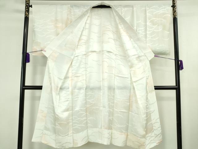平和屋本店●極上　訪問着・長襦袢(無双仕立て)セット　更紗花文　灰黄緑色地　金彩　反端付き　逸品　未使用　DZAB8480kh6