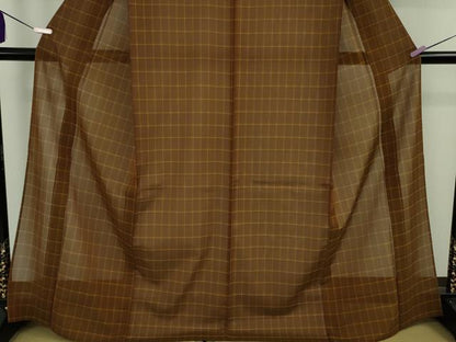 平和屋本店＊希少　夏物　本場黄八丈　夏黄八　紗紬　格子　逸品　未使用　DZAB8482kh6