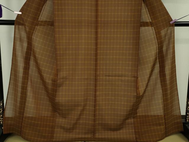 平和屋本店＊希少　夏物　本場黄八丈　夏黄八　紗紬　格子　逸品　未使用　DZAB8482kh6