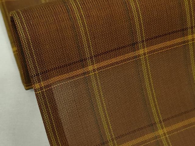 平和屋本店＊希少　夏物　本場黄八丈　夏黄八　紗紬　格子　逸品　未使用　DZAB8482kh6