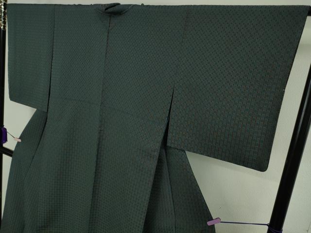 平和屋本店▽極上　伝統工芸士　曽根武勇　お召　単衣　廣東間道　上代138万　証紙付き　逸品　未使用　DZAB8483kh6