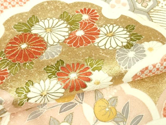 平和屋本店●極上　京都の和装業の老舗一門　千切屋　訪問着　駒刺繍　雪輪青海波　灰桜色地　金彩　反端付き　逸品　未使用　DZAB8503kh6