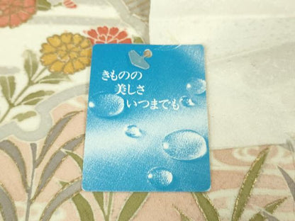 平和屋本店●極上　京都の和装業の老舗一門　千切屋　訪問着　駒刺繍　雪輪青海波　灰桜色地　金彩　反端付き　逸品　未使用　DZAB8503kh6