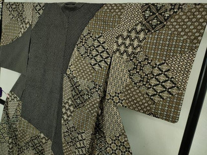 平和屋本店●極上　中国三大刺繍　スワトウ刺繍　汕頭刺繍　総刺繍　訪問着　切嵌名物裂　黒地　逸品　DZAB8505kh6