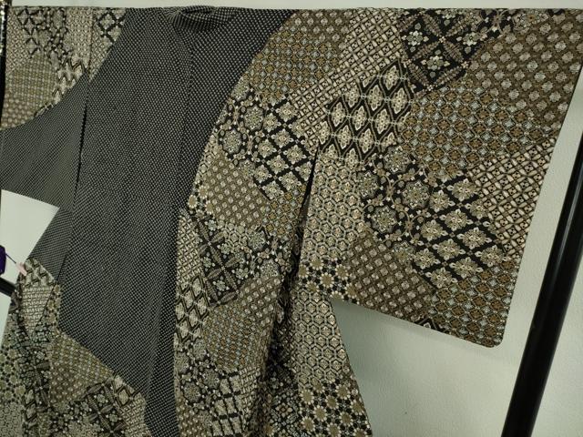 平和屋本店●極上　中国三大刺繍　スワトウ刺繍　汕頭刺繍　総刺繍　訪問着　切嵌名物裂　黒地　逸品　DZAB8505kh6