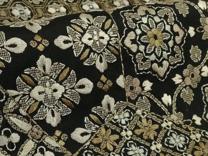 平和屋本店●極上　中国三大刺繍　スワトウ刺繍　汕頭刺繍　総刺繍　訪問着　切嵌名物裂　黒地　逸品　DZAB8505kh6