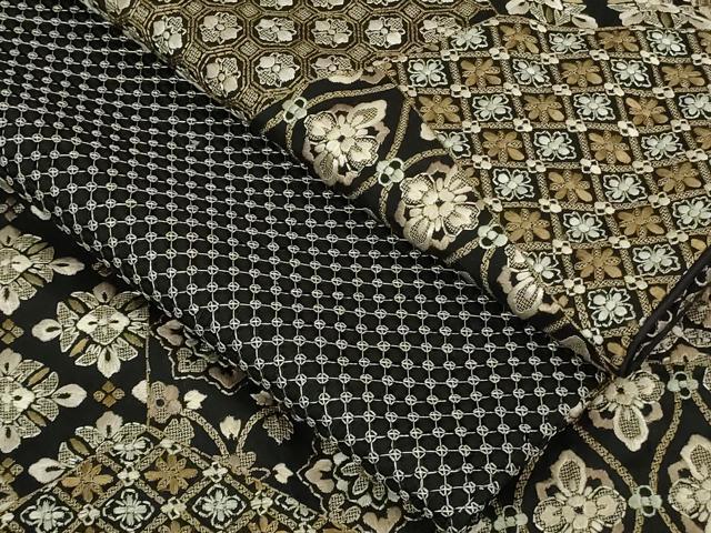 平和屋本店●極上　中国三大刺繍　スワトウ刺繍　汕頭刺繍　総刺繍　訪問着　切嵌名物裂　黒地　逸品　DZAB8505kh6