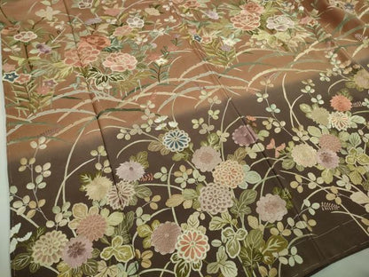 平和屋本店●極上　訪問着　総手刺繍　草花　雪芝　暈し染め　金糸　逸品　未使用　DZAB8506kh6