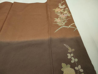 平和屋本店●極上　訪問着　総手刺繍　草花　雪芝　暈し染め　金糸　逸品　未使用　DZAB8506kh6