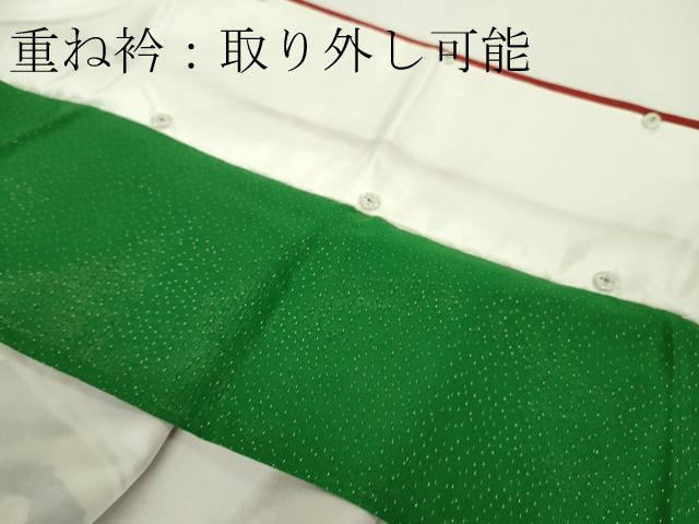 平和屋本店●極上　皇室献上作家　藤井寛　振袖・長襦袢(無双仕立て)セット　駒刺繍　吉祥花文　金彩　逸品　DZAB8514kh6