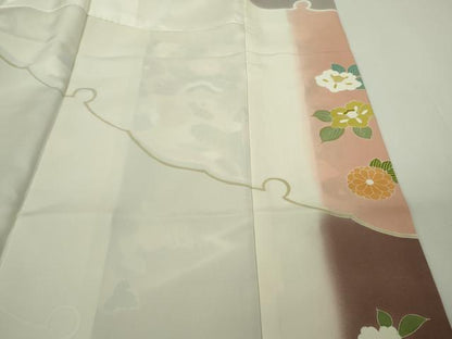 平和屋本店●極上　創業460年・千總　振袖・長襦袢(無双仕立て)セット　駒刺繍　雪輪吉祥花文　金彩　三越扱い　逸品　DZAB8517kh6