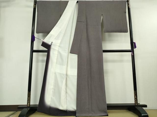 平和屋本店●極上　小紋師　藍田正雄　江戸小紋　銀座もとじ　子持ち縞　深紫色×白　たとう紙付き　逸品　DZAB8522kh6