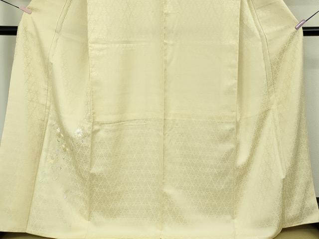 平和屋本店●極上　訪問着　総刺繍　花唐草文　立涌地紋　クリームイエロー色地　やまと誂製　逸品　DZAB8527kh6