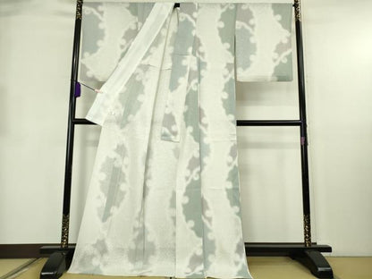 平和屋本店＊極上　夏物　小紋　唐草紋紗　雪輪　暈し染め　ロング丈　逸品　DZAB8538kh6