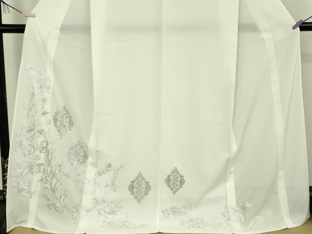 平和屋本店＊極上　夏物　訪問着　絽　更紗花文　白地　銀彩　ロング丈　逸品　未使用　DZAB8542kh6