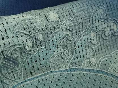 平和屋本店＊極上　夏物 中国三大刺繍 スワトウ刺繍 汕頭刺繍 手刺繍 訪問着 紗 海老 立波葉文 鉄紺色地 暈し染め 銀糸　逸品　DZAB8544kh6