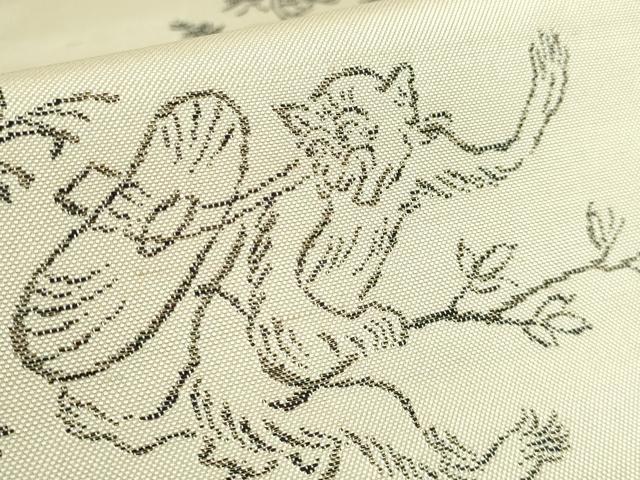 平和屋着物●極上　西陣　勝山織物　太鼓柄袋帯　鳥獣戯画　逸品　DZAB8554kh6