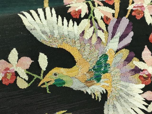 平和屋本店●極上　手織綴れ　山鹿清華　太鼓柄袋帯　瑞鳥花宴図　金銀糸　やまと誂製　逸品　DZAB8557kh6