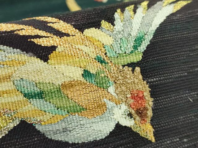 平和屋本店●極上　手織綴れ　山鹿清華　太鼓柄袋帯　瑞鳥花宴図　金銀糸　やまと誂製　逸品　DZAB8557kh6