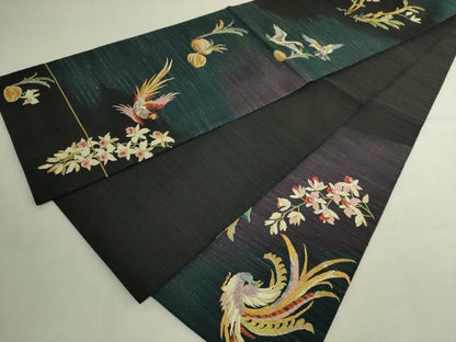 平和屋本店●極上　手織綴れ　山鹿清華　太鼓柄袋帯　瑞鳥花宴図　金銀糸　やまと誂製　逸品　DZAB8557kh6
