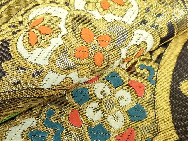 平和屋本店●極上　西陣　川島織物　六通柄　本袋帯　唐織　花青海波　金糸　逸品　DZAB8569kh6