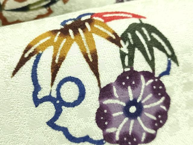 平和屋本店●極上　琉球びんがた　九寸名古屋帯　びんがた職人工房　屋宜元七　雪輪花丸文　証紙付き　逸品　DZAB8570kh6