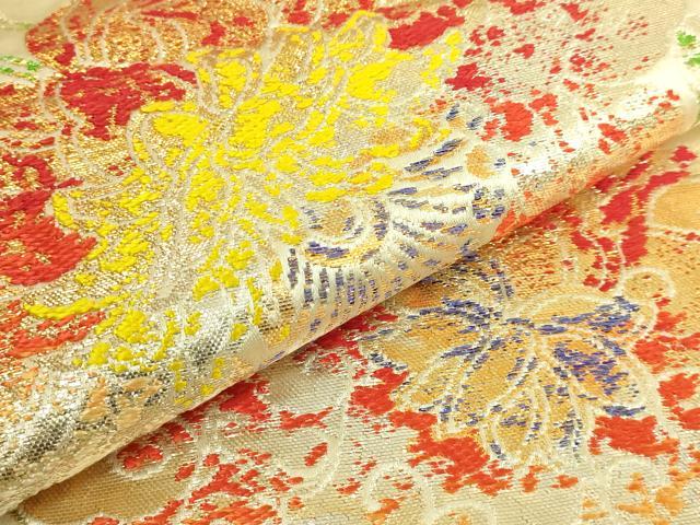 平和屋本店●最高級　龍村平蔵製　丸帯　大牡丹印金錦　金銀糸　逸品　DZAB8576kh6