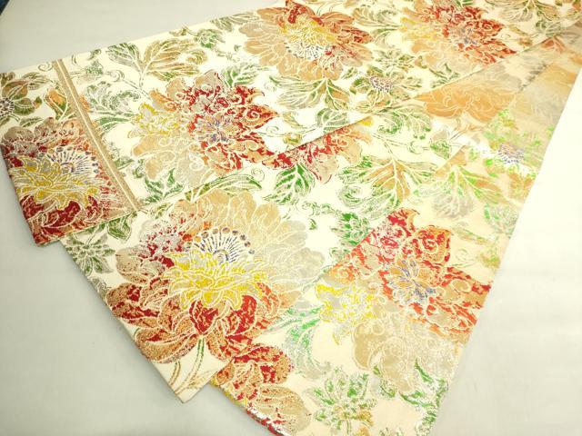 平和屋本店●最高級　龍村平蔵製　丸帯　大牡丹印金錦　金銀糸　逸品　DZAB8576kh6