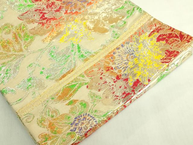 平和屋本店●最高級　龍村平蔵製　丸帯　大牡丹印金錦　金銀糸　逸品　DZAB8576kh6
