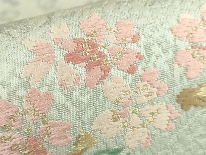平和屋着物●極上　太鼓柄袋帯　唐織　ウサギとカメ　桜　金糸　デザイン画付き　逸品　未使用　DZAB8577kh6