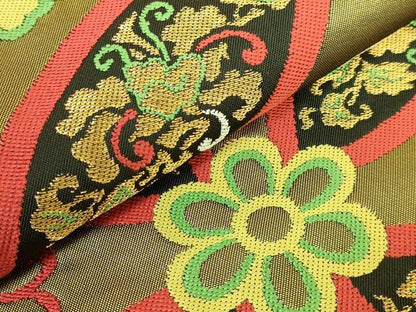 平和屋着物●極上　洛風林　工芸帯地　六通柄　本袋帯　七宝花文　金糸　逸品　DZAB8578kh6