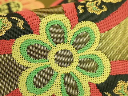平和屋着物●極上　洛風林　工芸帯地　六通柄　本袋帯　七宝花文　金糸　逸品　DZAB8578kh6