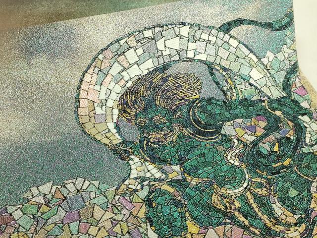 平和屋本店●極上　西陣　とみや織物謹製　とみや帯　丸帯　点描織　風神雷神　金銀糸　証紙付き　逸品　DZAB8580kh6