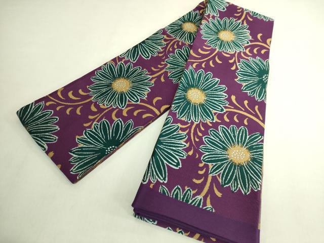 平和屋着物●極上　両面　半幅帯　草花文　丸　逸品　DZAB8582kh6